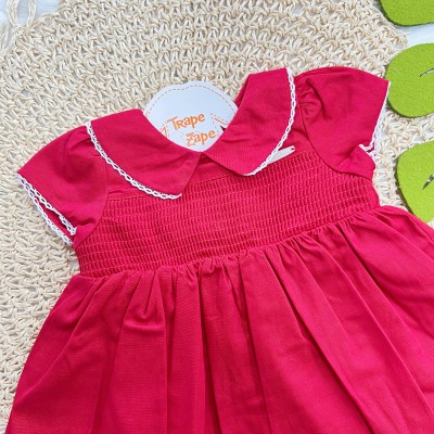 Vestido Manga Curta Tricoline - Vermelho